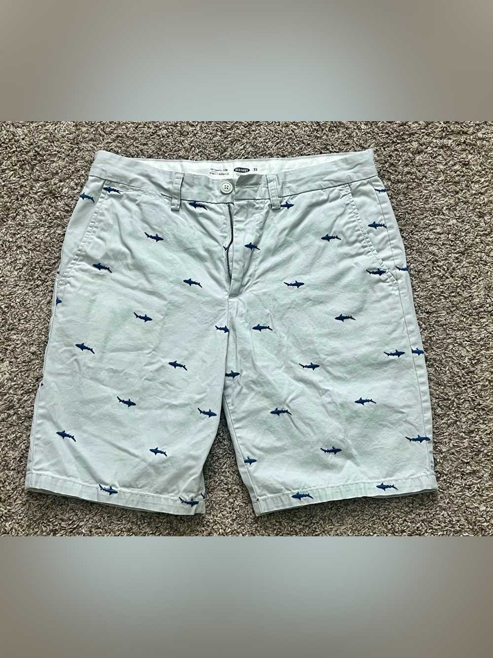 Old Navy Teal/Grey Flat-Front Chino Shorts set, like new - Picture 2 of 15